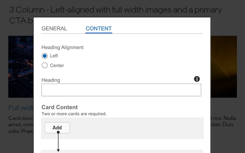 Adobe Experience Manager dialog Redesign example