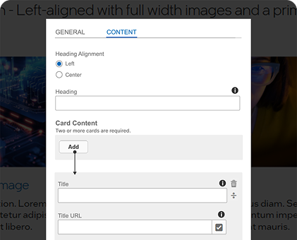 Example Adobe Experience Manager dialog screens