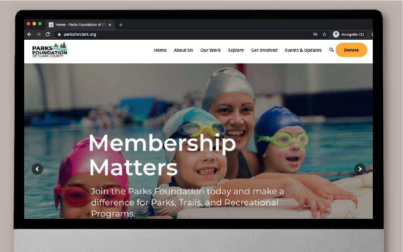 Parks Foundation website showing membership section